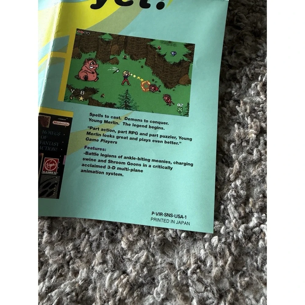 Virgin 1 (Super Nintendo , 1994) Rare Poster Only P-VIR-SNS-USA-1
